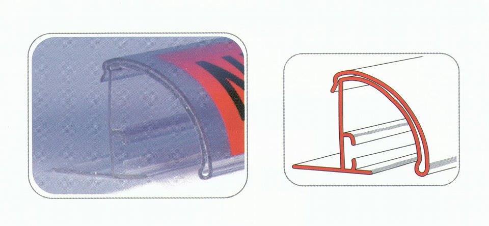 SBN30-Bull Nose Scanner Profile with Adhesive Tape รางป้ายใส่ราคาติดกาวแบบหน้าโค้ง